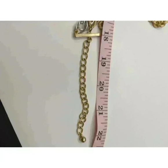 Chicos Silver Gold Tone Multi Layer Chain Link Elegant Necklace 6 Layers - Picture 5 of 6